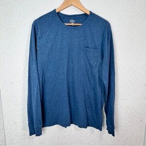 J. Crew Men’s Size Large Crew Neck Long Sleeve Tee Shirt Top Navy Speckle Cotton
